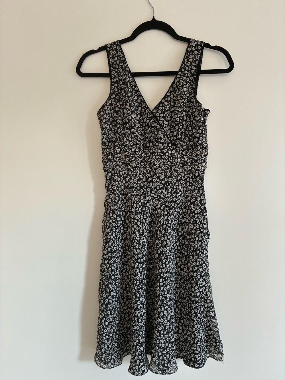Silk Ann Taylor Black and White Floral Midi Dress